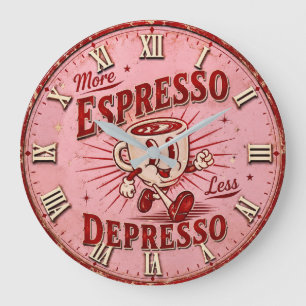 More Espresso Less Depresso Large Clock