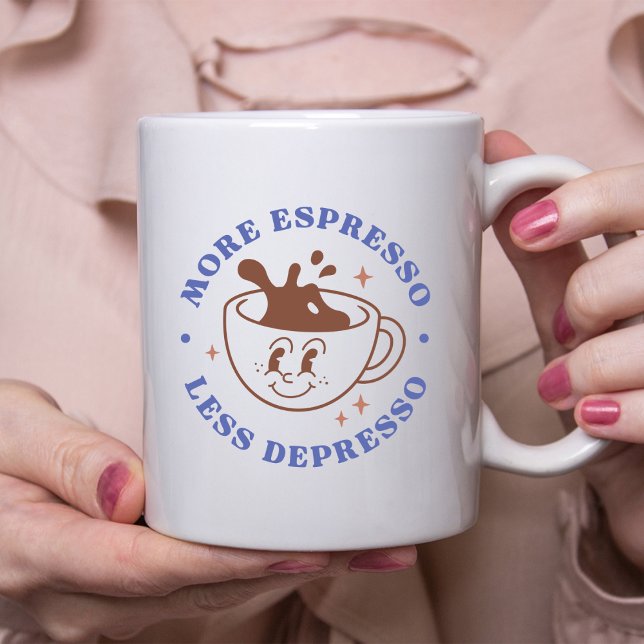 More Espresso Less Depresso Retro Coffee Mug (Creator Uploaded)
