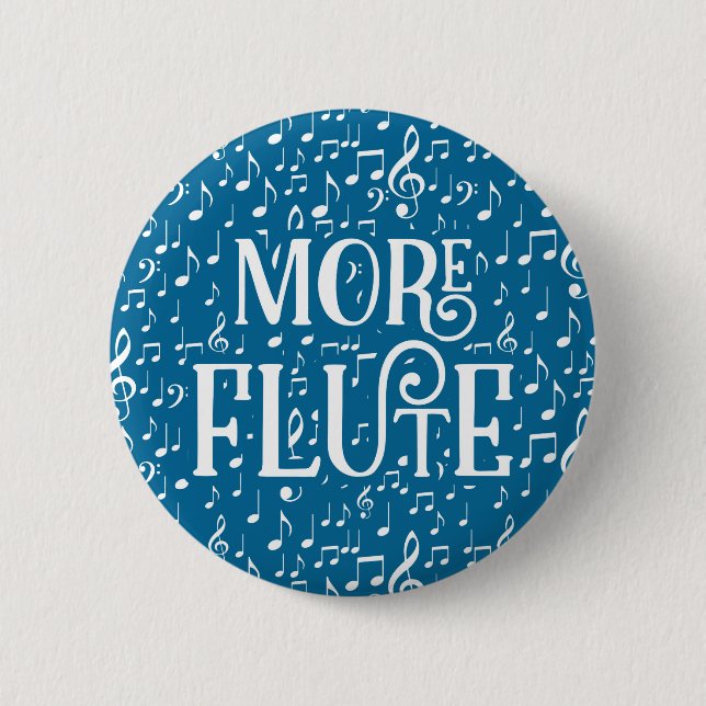 More Flute - Blue White Music Button (Front)