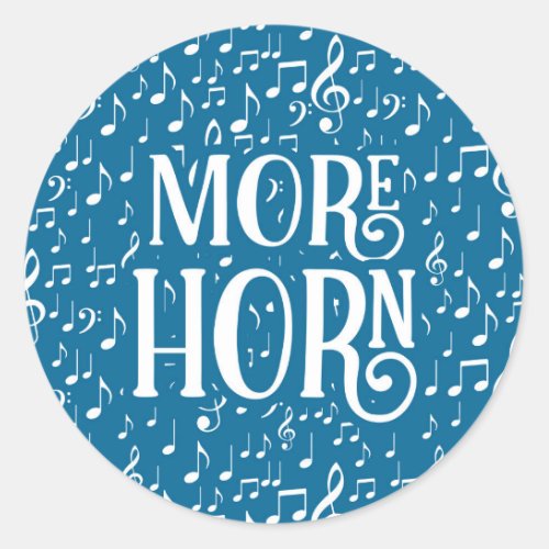 More French Horn _ Blue White Music Classic Round Sticker