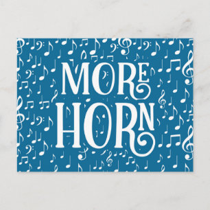 More French Horn - Blue White Music Postcard