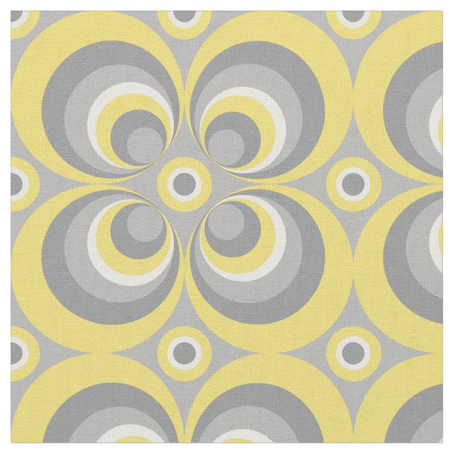More grey and yellow circles custom size fabric (Close Up)