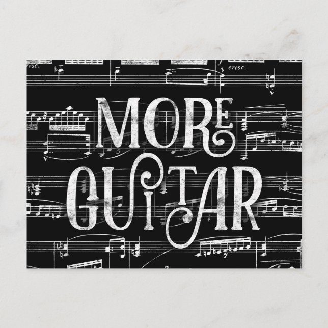 More Guitar Chalkboard - Black White Music Postcard (Front)