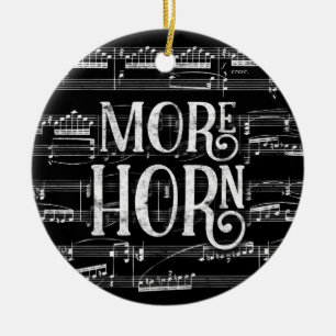More Horn Chalkboard - Black White Music Ceramic Ornament