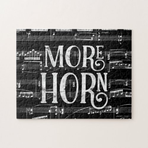 More Horn Chalkboard _ Black White Music Jigsaw Puzzle