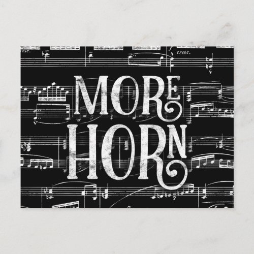 More Horn Chalkboard _ Black White Music Postcard