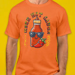 More Hot Sauce Spicy Food Lover Kawaii Gift  T-Shirt<br><div class="desc">This hot sauce T-shirt is perfect for spicy food lovers who appreciate the heat of hot peppers and enjoy taking on spicy food challenges. It features a bold kawaii design of a hot sauce wearing sunglasses with its happy pepper friend</div>