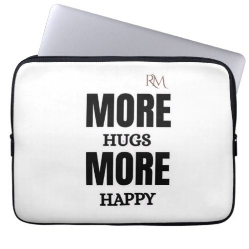 More Hugs More Happy Cute Positive Design Laptop Sleeve