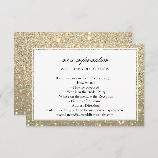 More Info Wedding Card - Gold Glit Fab Framed (Front/Back)