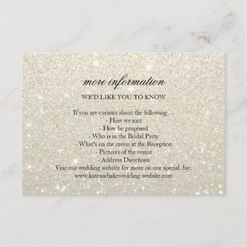 More Info Wedding Card - White Gold Glit Fab by Evented at Zazzle