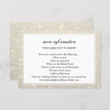 More Info Wedding Card - White Gold Glit Fab Frame by Evented at Zazzle