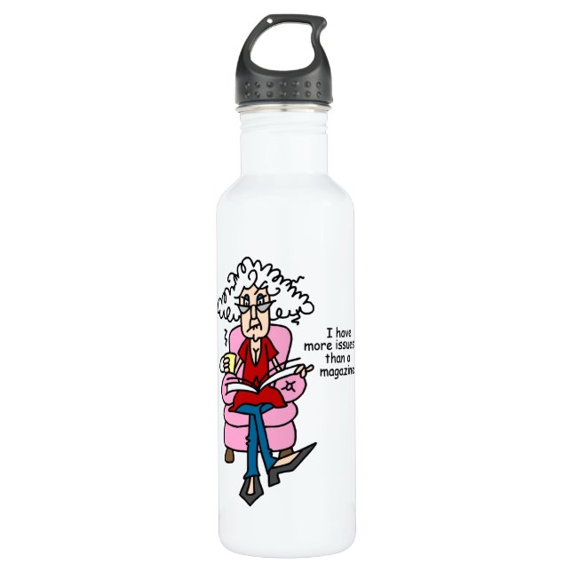 More Issues Than a Magazine Humor Stainless Steel Water Bottle (Front)