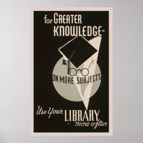 More Knowledge Library 1940 WPA Vintage Poster