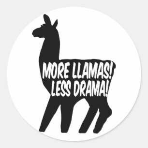More Llamas Less Drama Classic Round Sticker