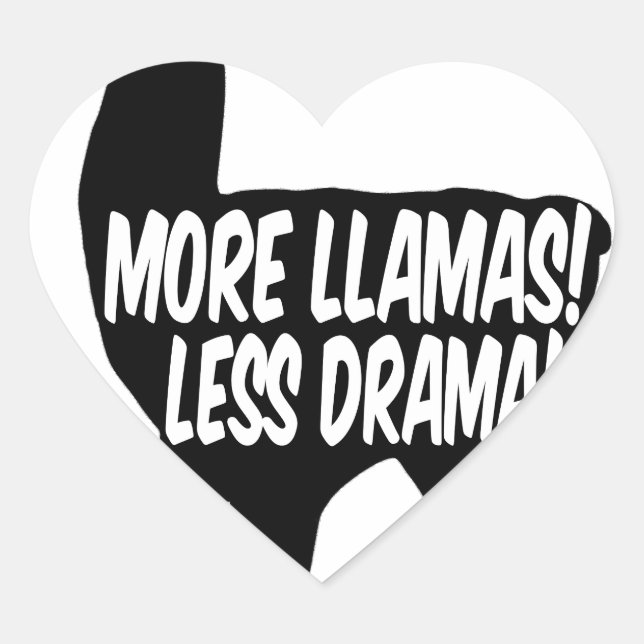 More Llamas Less Drama Heart Sticker (Front)