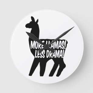 More Llamas Less Drama Round Clock