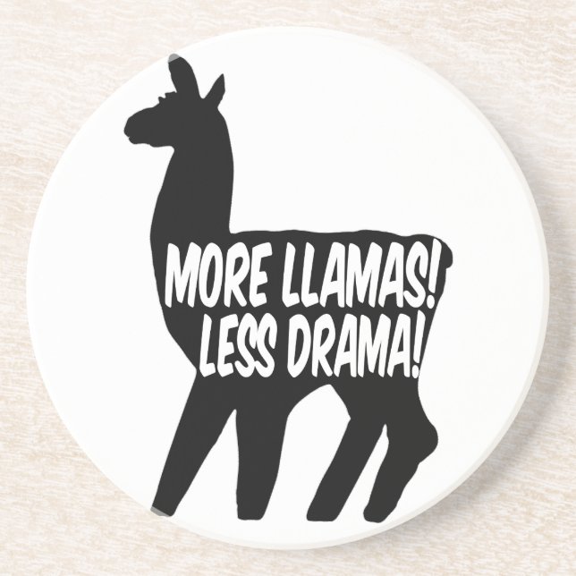 More Llamas Less Drama Sandstone Coaster (Front)