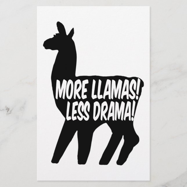 More Llamas Less Drama Stationery (Front)