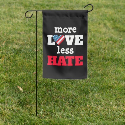 More Love Less Hate Black USA Rustic Flag Heart