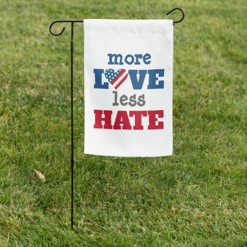 More Love Less Hate White USA Rustic Flag Heart