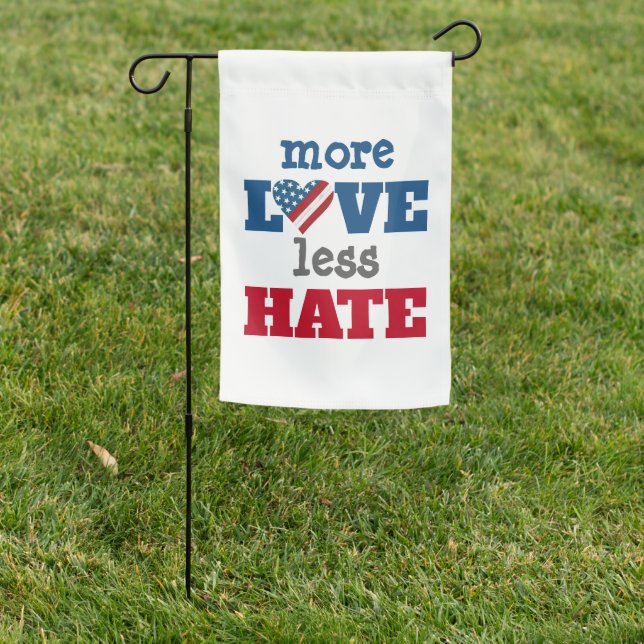 More Love Less Hate White USA Rustic Flag Heart (In SItu)