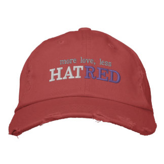 More love, less HatRed Embroidered Baseball Cap