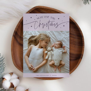 More Love This Christmas Purple Photo Birth Announcement