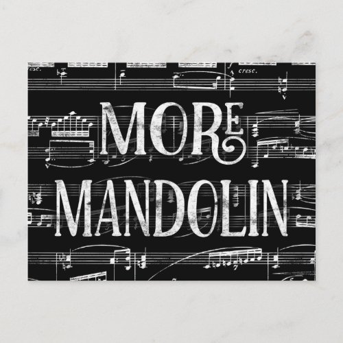 More Mandolin Chalkboard _ Black White Music Postcard