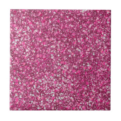 More Mellow Magenta Pink Color Faux Glitter Ceramic Tile