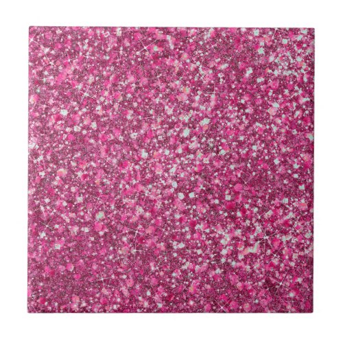 More Mellow Magenta Pink Color Faux Glitter Ceramic Tile