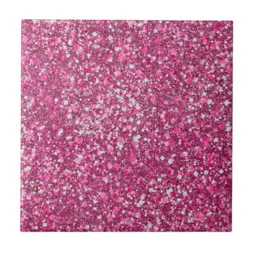 More Mellow Magenta Pink Color Faux Glitter Ceramic Tile