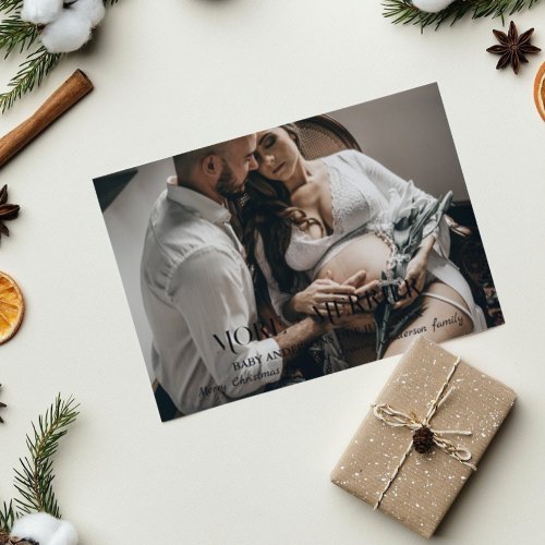 More  Merrier Christmas Pregnancy Holiday Photo Invitation