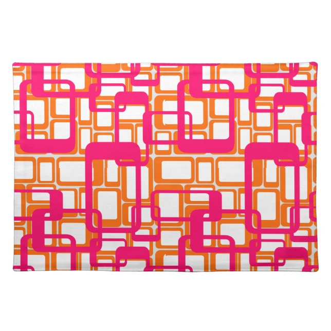 More Open Mid-Century Modern Rectangles Cloth Placemat (Front)