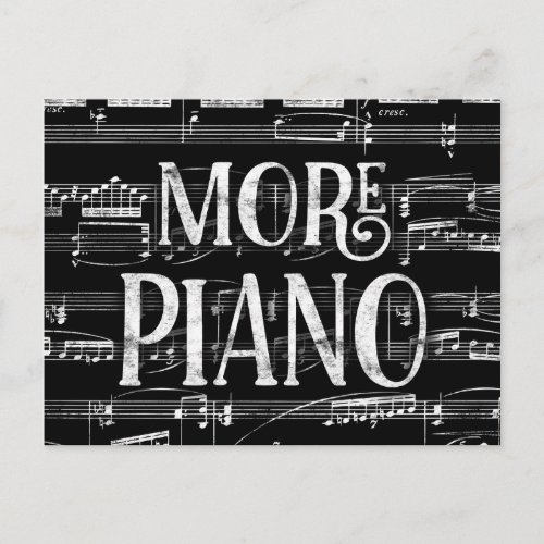 More Piano Chalkboard _ Black White Music Postcard
