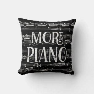 More Piano Chalkboard - Black White Music Throw Pillow