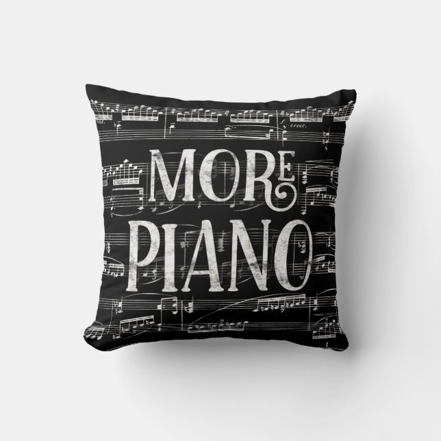 More Piano Chalkboard - Black White Music Throw Pillow (Front)