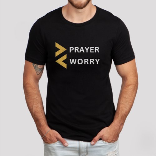 More Prayer Less Worry Minimalist Christian Faith T_Shirt