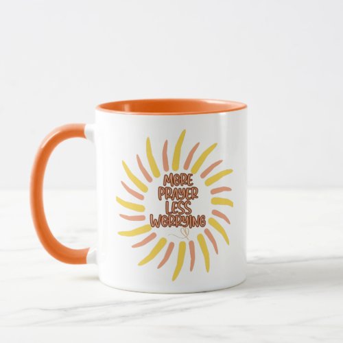 More Prayer Less Worrying Solar Mug