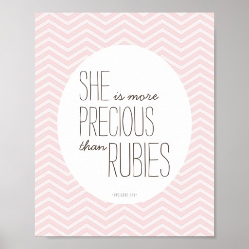 More Precious than Rubies Proverb Nursery Decor Poster | Zazzle