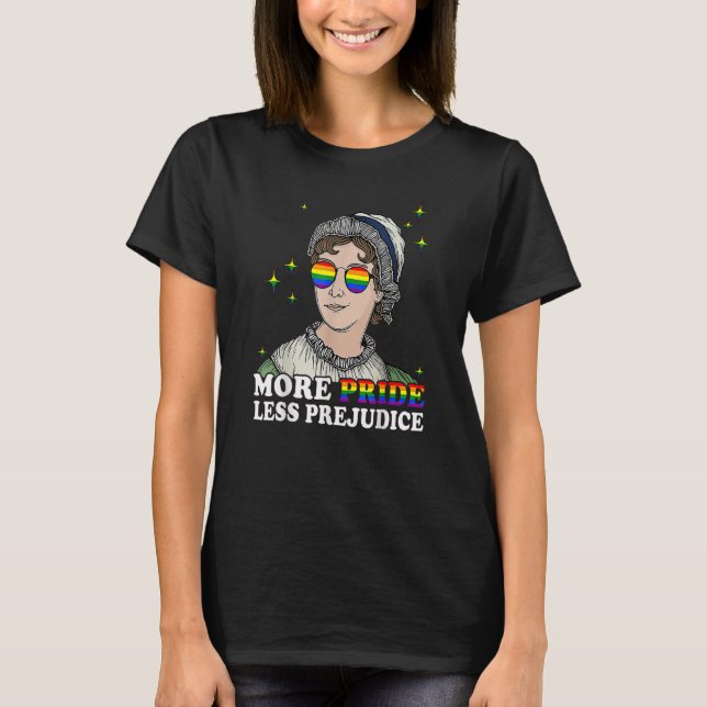 More Pride Less Prejudice Funny LGBT Gay Pride Dem T-Shirt (Front)