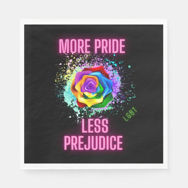 More Pride Less Prejudice LGBT Flower Sticker  Napkins (Front)