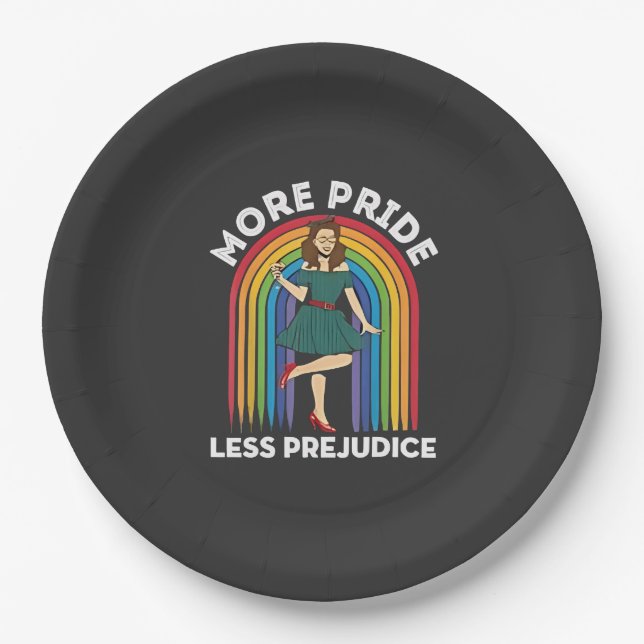 More Pride Less Prejudice LGBT Pride Month  Paper Plates (Front)