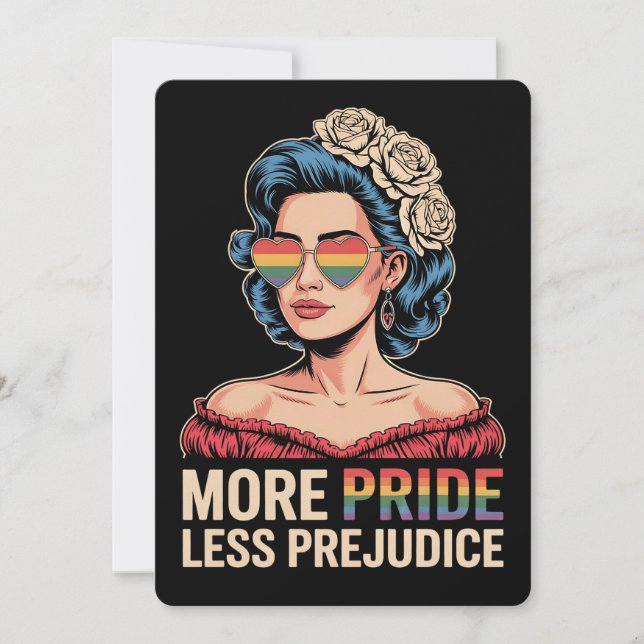 More Pride Less Prejudice LGBTQ Pride Ally Rainbow Invitation (Front)
