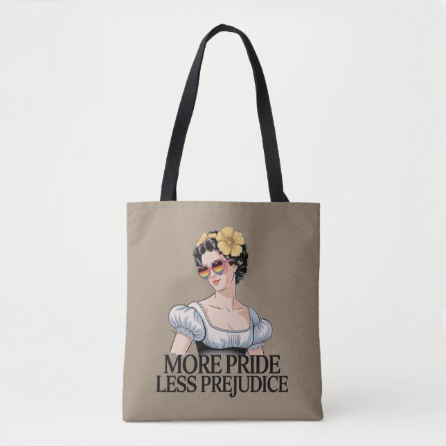 More Pride Less Prejudice LGBTQ Proud Ally Pride Tote Bag (Front)