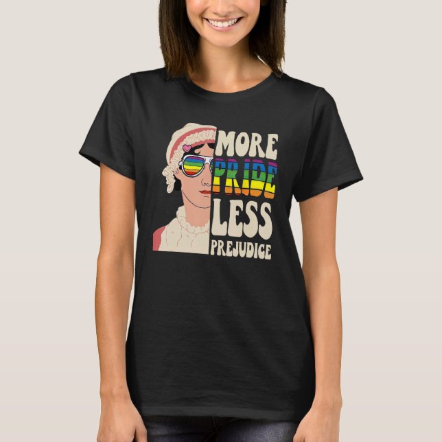More Pride Less Prejudice, Pansexual Pride,Rainbow T-Shirt (Front)