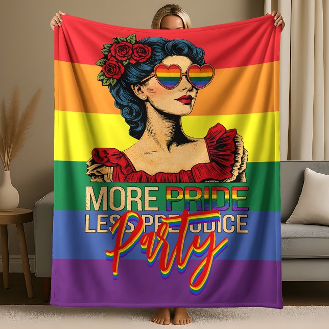 More Pride Less Prejudice Pride Month LGBTQ Fleece Blanket (Creator Uploaded)