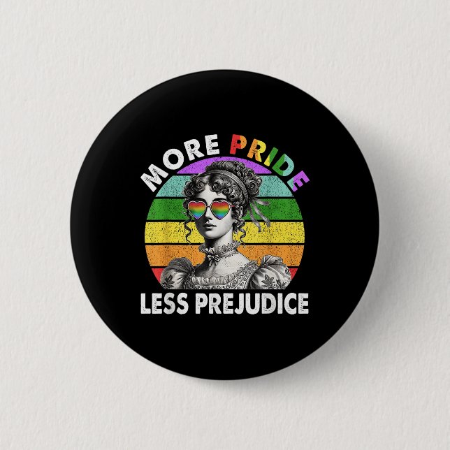 More Pride Less Prejudice Pride Month Lgbtq Gay Le Button (Front)
