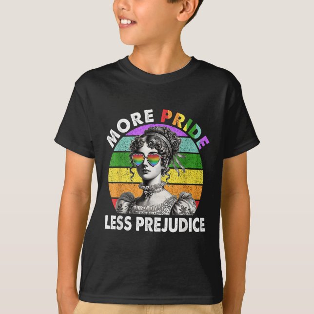 More Pride Less Prejudice Pride Month Lgbtq Gay Le T-Shirt (Front)