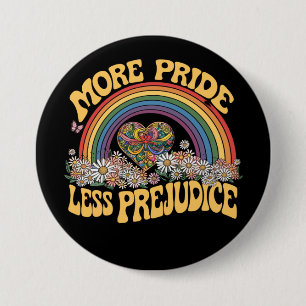 More Pride Less Prejudice Retro Rainbow Pride LGBT Button