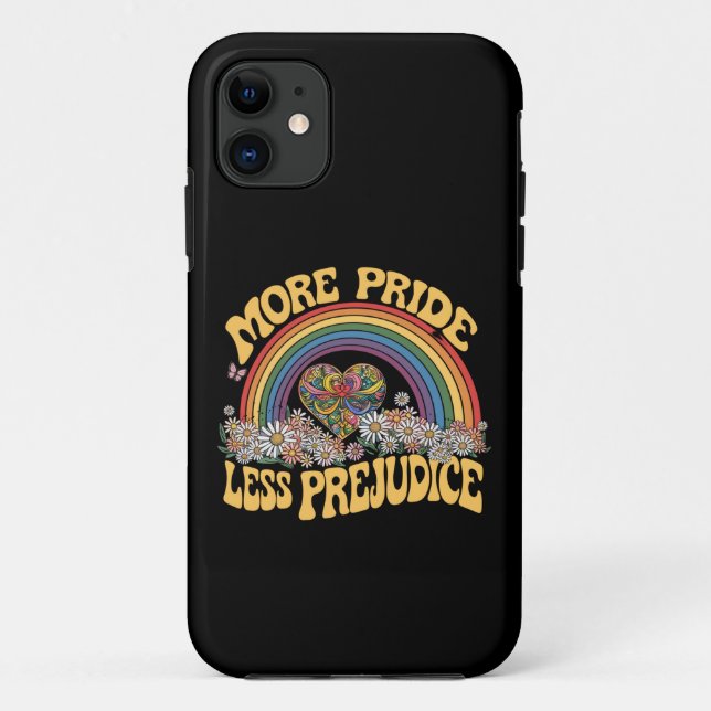 More Pride Less Prejudice Retro Rainbow Pride LGBT Case-Mate iPhone Case (Back)